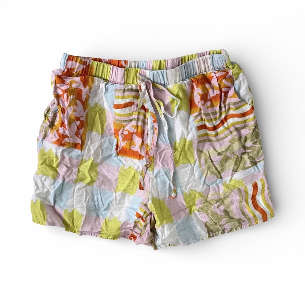 Pastel Tropical Abstract Patchwork Print Boho Dra… - image 1